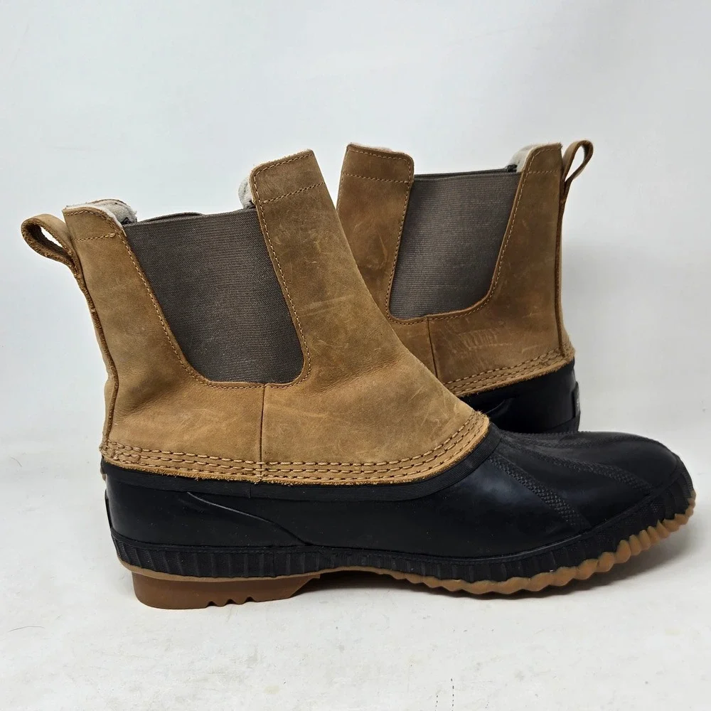 Sorel Cheyanne II Chelsea Waterproof Duck Boots Mens 12‎ Tan Black NM2609-286
